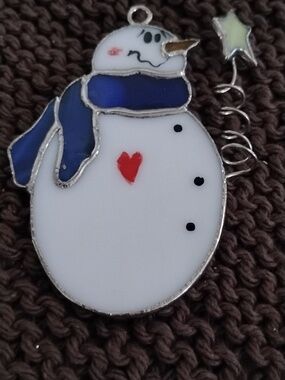 Snowman Stained Glass Ornament